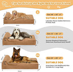 Orthopedic Dog Beds for Large Dogs, 7" Memory Foam Dog Beds with Waterproof Liner, Chew Proof Microsuede Cover, Removable and Washable, Nonskid Bottom, 48"x30" L Khaki