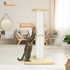 PAWSCRAT Cat Scratching Post 32" Tall, Large Diameter Natural Sisal Cat Scratch Post with Dangling Ball, Scratch-Resistant and Durable Tall Cat Scratcher for Indoor Cats, Protect Your Furniture, Beige