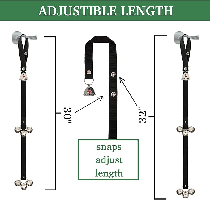 Caldwell's Pet Supply Co. Dog Potty Bells, Dog Door Bell, Bells To Go Outside, Potty Training Bell, Dogs Doorbell, Dogs Potty Doorbell, Ring To Go Pee, All Breed Puppy Training Tool - Black (Set of 2)