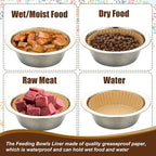 meekoo 600 Pcs Large Pet Disposable Feeding Bowls Liner Bulk Cat Food Bowls Small Paper Dish Paper Liner for Small Dogs Cats Dish Wet Food Feeding Station(Kraft Brown,Classic)