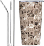 Tumbler with Lid and Straw, 20 Oz Stainless Steel Insulated Water Bottle Travel Coffee Mug