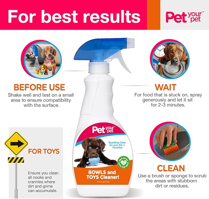 Dog Bowls and Toys Cleaner – Cleaning Spray for Pet’s Toys & Bowls with Plant-Derived Ingredients – Multipurpose Spray for Clean Products - Indoor/Outdoor Dog Lovers Essentials