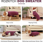 ROZKITCH Dog Winter Coat Soft Pullover Pajamas, Pet Windproof Warm Cold Weather Jacket Vest Cozy Onesie Jumpsuit Apparel Outfit Clothes for Small, Medium, Large Dogs Walking Hiking Travel Sleep Red