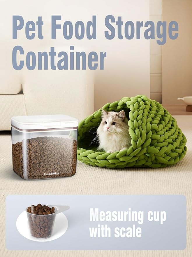 12lbs/200OZ/10.6qt Airtight Dog food storage container with lids,Dog Treat Container With Measuring cup,Dry Pet Food storage bin for Dogs,Cats,and Birds 11L