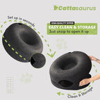 CATTASAURUS Peekaboo Cat Cave for Multiple & Large Cats Up to 30-45 Lbs, Scratch Detachable & Washable Tunnel Bed, Comfy Donut Cat Cave (Dark Gray, Large)