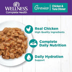 Wellness Complete Health Gravy Adult Wet Cat Food, Natural, Protein-Rich, Grain Free, 3 Ounce, 12 Pack, (Chicken & Tuna Dinner)