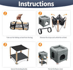 Pozico 2-Tier Collapsible Cat Beds & Furniture, 2 Layer Pine Construction Cat Hammocks, Cat Houses for Indoor Cats, Cat Bed Cave for Multiple or Large Cats up to 30 lbs, All-Season Comfort-Grey-S