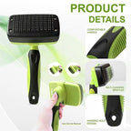 Pet Self Cleaning Slicker Brush and Grooming Comb - Gently Removes Loose Hair, Tangles, and Dirt - Skin Friendly Deshedding Grooming Tool for Hair Dogs & Cats - Pet Supplies Accessories (Green)