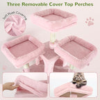 Globlazer Big Pink Cat Tower for Indoor Cats, 80inch Cat Tower for Multiple Adult Cats XXL Cat Tree with Scratching Post, Hammock, 3 Perches, 2 Condos, 2 Hanging Basket, F80, Pink