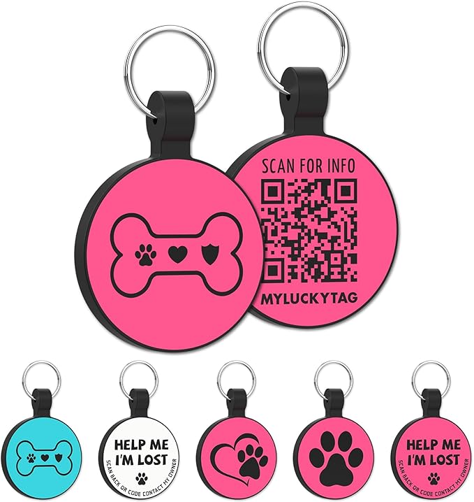 MYLUCKYTAG Silent Silicone QR Code Dog Tags - Scan QR for Instant Pet Location Alerts