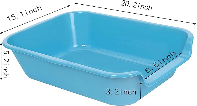 1 Pack Extra Large Dog Litter Box Pan Tray (ABS Material), Low Entry Jumbo Senior Litter Boxes for Multiple Kitten Big Cats, Pet Safe Indoor Dog Potty (Light Blue, 20" L x 15" W)