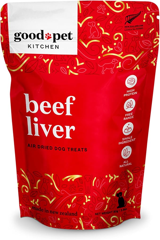 Pet Treats, Air-Dried, Natural, Single Ingredient Dog Treat, Free Range, Grain Free Dog Treats, Toppers, Snacks, Beef Liver 2.8 oz