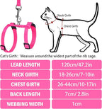 PUPTECK Adjustable Cat Harness and Leash Set Escape Proof Kitten Strap Collar for Walking Travel, Hot Pink