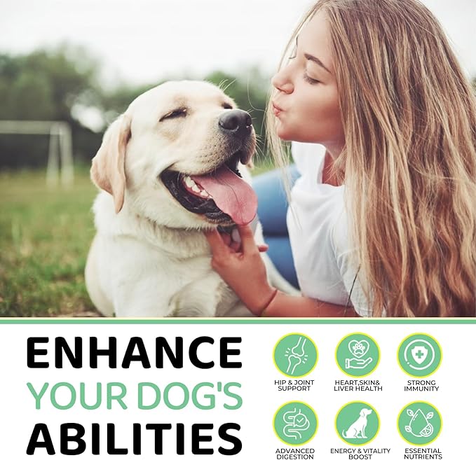 10-in-1 Dog Multivitamin Supplement, Calming Chews with Chondroitin & Probiotics, Mega Pack 10.6oz/300g (120 Chews), Supports Joint Health & Calming, Beef Flavor