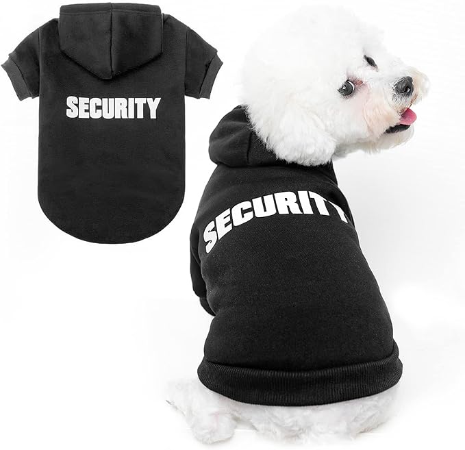 BINGPET Security Dog Hoodies Puppy Sweater Cold Weather Dog Coats Soft Brushed Fleece Pet Clothes Hooded Sweatshirt for Dog Cat