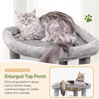 Globlazer Heavy Duty Cat Tree, 74in Sturdy Cat Tower for Large Cats Adult, Big Cat Tree with 5 Sisal Scratching Posts, 2 Padded Condos, 2 Dual-Ear Hanging Baskets, Enlarged Top Perch, S74, Light Grey