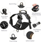 HEELE Dog Harness Dog Harness Small Dog No Pull Harness with Soft Handle Reflective Harness Adjustable, Black, S