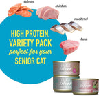 Tiki Cat Silver Variety Pack, Immune System Support Formulated for Older Cats Aged 11+, Senior Wet Cat Food, 2.4 oz. Can (12 Count)