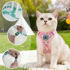 BEAUTYZOO Cat Harness, Escape Proof Cat Leash and Harness Set for Walking, Soft Breathable Vest Harness with Neck Adjustable, Reflective Easy-Control Kitten Harness for Cats,Alpaca-Pink S