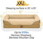 Washable Orthopedic Large Dog Bed -XL Large Dog Bed with Removable & Waterproof Cover Pet Beds with Foam Support for Big Size Dogs with Bolster