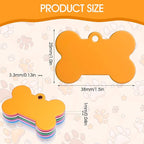 100 Pcs Blank Dog Pet ID Tags Number for Engraving 38MM Aluminum Bone Shape Name Tag Colorful Double Sided Dog Cat Phone Number Tag Pendants