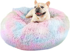 Himax Medium Dog Bed Washable, Round Dogs Beds with Blanket Attached, Calming Dog Bed, Multi-Colored (20"/26"/35")…