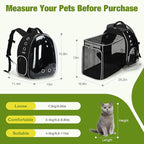 Lekereise Cat Backpack Carrier, Expandable Large Space Cat Bubble Backpack for Kitty Small Dog up to 18lbs, Transparent Pet Carrier for Travel, Hiking, Walking & Outdoor, Black