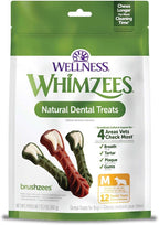 Wellness WHIMZEES Brushzees Dog Dental Treats, Natural Chews, Medium Size Stick, (12 Count)