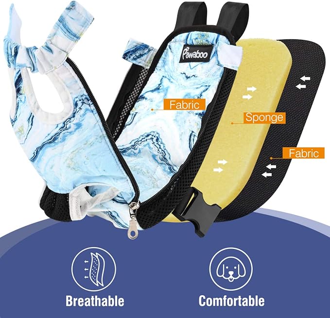 Pawaboo Pet Carrier Backpack, Adjustable Pet Front Cat Dog Carrier Backpack Travel Bag, Legs Out, Easy-Fit for Traveling Hiking Camping for Small Medium Dogs Cats Puppies, Extra Large, Blue Marble