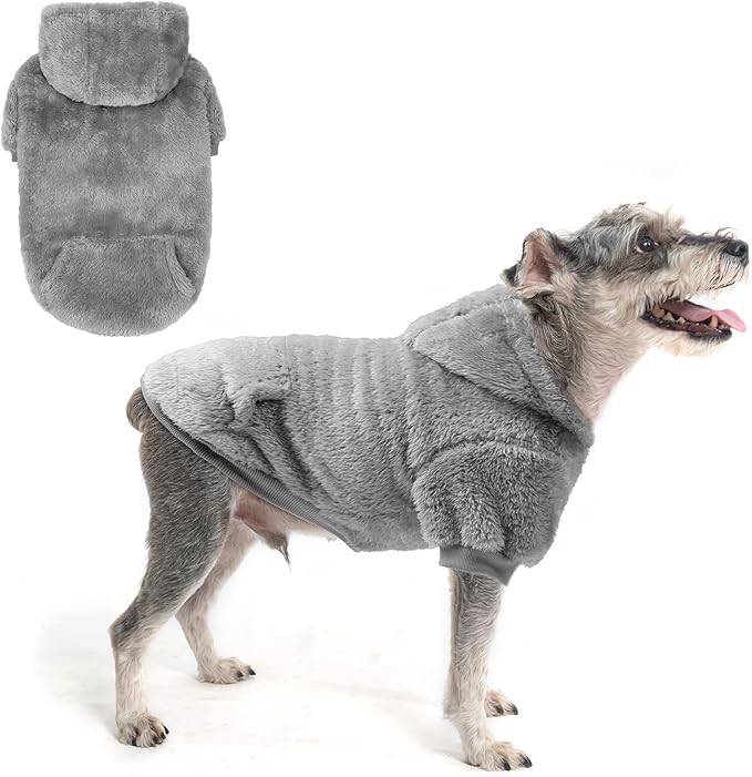 SCENEREAL Fleece Dog Sweater Hoodie for Small Medium Large Dogs, Fuzzy Warm Dog Sweatshirt with Pocket, Girl Boy Dog Clothes for Winter/Fall, Designer Cute Male/Female Dog Clothes with Leash Hole