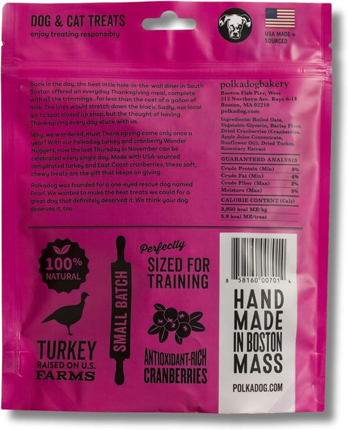 Polkadog Wonder Nuggets Variety 3-Pack– Includes Peanut Butter, Turkey & Cranberry, Apple & Pork – Soft & Chewy, Limited Ingredient Healthy Training Treats – Natural, Made in USA – 10 oz (Pack of 3)