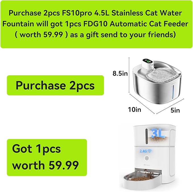Wireless Cat Water Fountain Stainless Steel,135floz/4L Battery Operated Automatic Pet Fountain,Cordless Cat Water Dispenser Pet Drinking Water Fountain for Multicat Cats Dog Outdoor