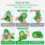 Interactive Dog Toys Octopus,Durable Automatic Jumping Dog Toy to Keep Them Busy,Squeaky Moving Tug of War Doggie Toy,USB Rechargeable Puppy Toys (Green)