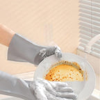 Pet Grooming Gloves，Heat-Resistant Silicone Gloves with High-Density Teeth for Enhanced Massaging and Bathing of Dogs and Cats (Gray, 2 Pair)