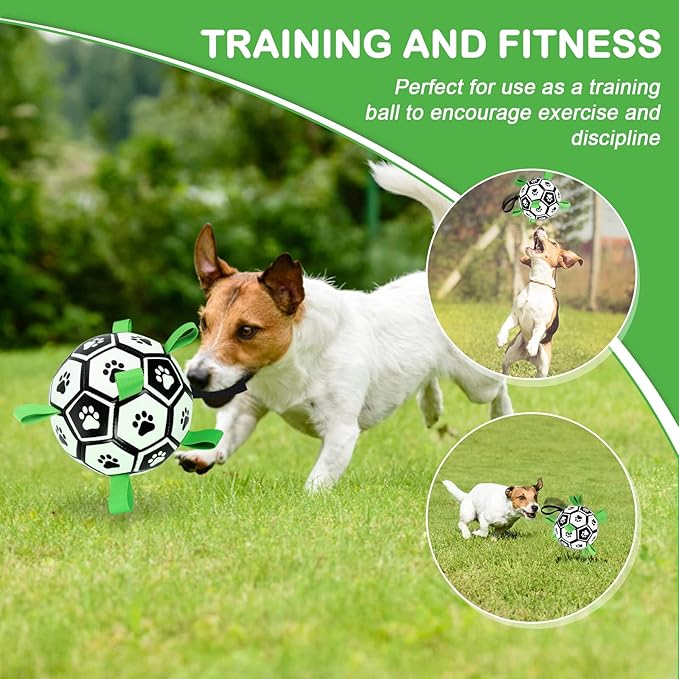 Dog Toys Soccer Ball with Straps, 6'' World Cup Interactive Dogs Toys for Tug of War, Yard Game, Water Toy, Herding Ball for Dogs Small & Medium, Puppy Birthday Gifts Outdoor Jolly Ball Boredom Buster