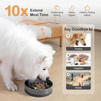 Sted Ceramic Slow Feeder Dog Bowl for Medium Large Breed, Puzzle Dog Food Bowl with Silicone Base, Maze Grey