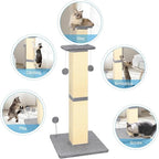 Cat Scratching Post 33'' Cat Scratching Posts for Indoor Cats Adults, Nature Sisal Tall Cat Scratch Post, Sisal Cat Scratcher Improve Cat's Scratching Habits and Protect Your Furniture, Grey