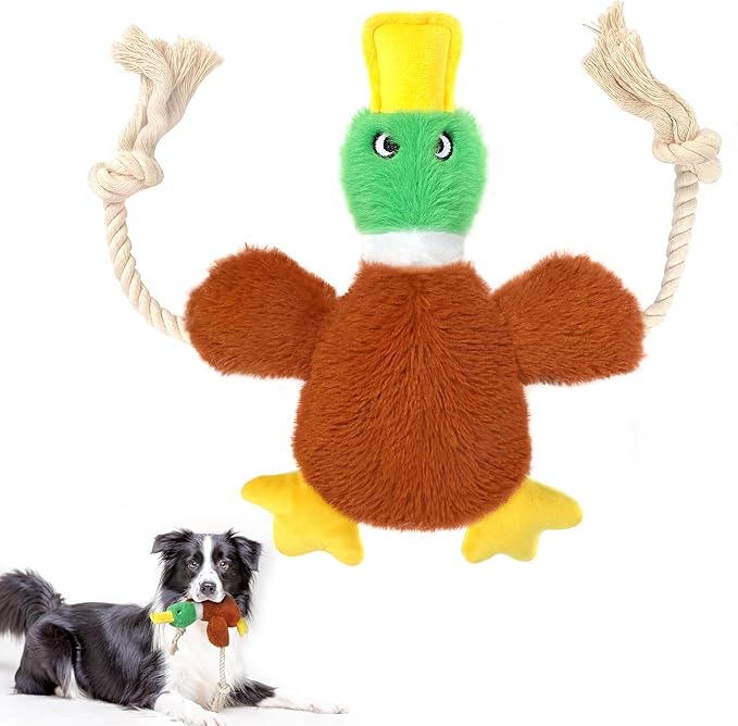Fida Duck Dog Toys for Aggressive Chewers, Squeaky Dog Rope Toys to Keep Them Busy, Intactive Tug of War Plush Duck with Natural Cotton Rope for Puppy Small Medium and Large Breeds