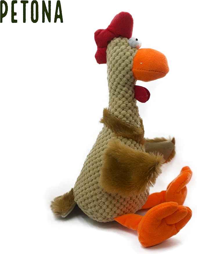 Squeaky Plush Dog Toys, Chicken Turkey Plush Puppy Toys, Interactive Dog Toys for Small, Middle, and Big Dogs (Rooster)