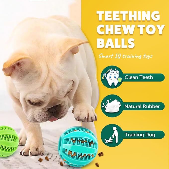 Interactive Dog Toys - 2.5' Squeaky Teething Chew Balls for Small Dogs, Clean Teeth & Training (5Pcs)