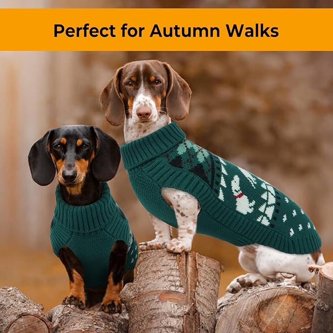 Leletail Dachshund Sweater, Turtleneck Dog Sweaters for Small Dogs, Warm Pullover Knitted Pet Coat,Cold Weather Dachshund Clothes, Fall/Winter Cozy Outfit (XS-XL)