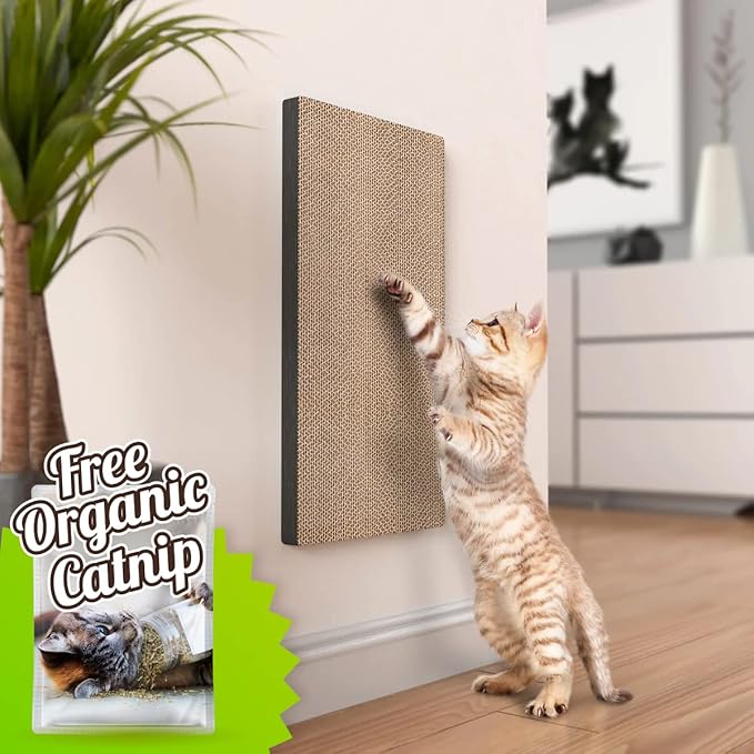 Way Basics Premium Wall Mount Scratch Pad Cat Scratcher with Silvervine Catnip - zBoard Lasts 2X Longer