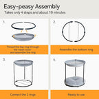 Double Cat Bed for 2 Cats Breathable Elevated Cat Beds for Indoor Cats, Round Fluffy Plush Cat Beds,18 x 16.5 x 16.5 Inch Cat Hammock Washable, Easy Assembly Cat Hammock for Multi-cat Household