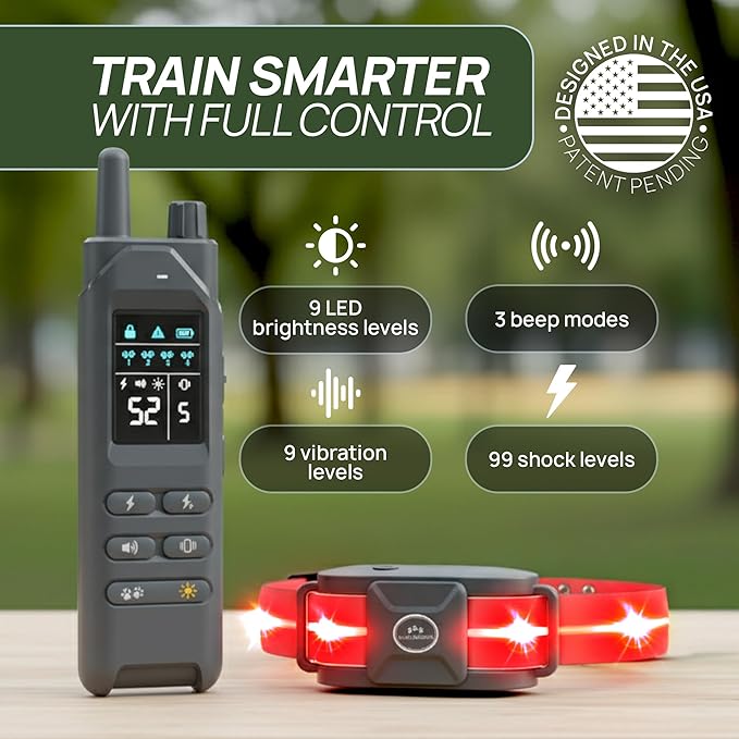 2-in-1 Dog Shock Collar with Remote & 360° LED Safety Lights – 4200FT Range Dog Training Collar, IPX7 Waterproof, 4 Training Modes, Rechargeable E-Collar for Small Medium & Large Dogs (10-120lbs)