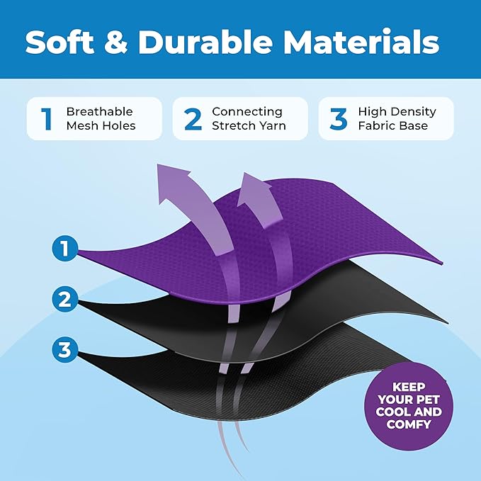 Voyager Escape-Proof Step-in Lock Cat Harness & 5ft Neoprene-Handle Leash Set All-Weather Mesh with Reflective Stitching for Small to Large Cats by Best Pet Supplies, Black Trim-Purple (327), XXXS