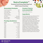 ULTIMATE PET NUTRITION Nutra Complete Freeze Dried Raw Dog Food, Veterinarian Formulated with Antioxidants, Prebiotics & Amino Acids (3 Pound, Pork)