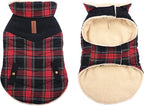 Winter Coat for Small and Medium Dogs, Puppy Plaid Jacket, Cotton Coat for Cold Weather, Windproof Warm Dog Garments, Pet Thickened Outfits Indoor Outdoor, Red S