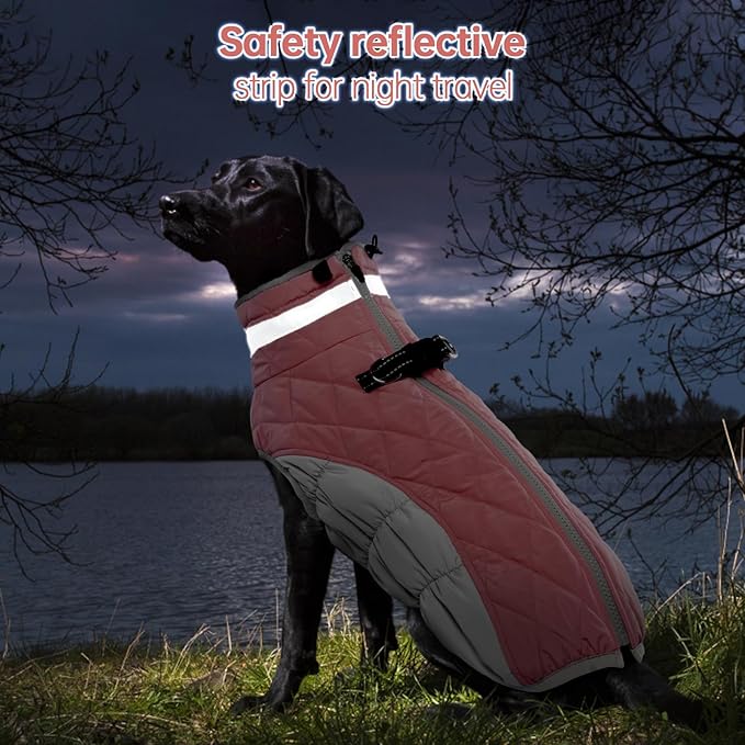 Dog Jackets for Medium Dogs,Medium Dog Coat,Warm Pet Winter Coat Zip Up Back,Waterproof Dogs Jacket with D-Ring,Pet Cold Weather Coats with Fleece Lined, Snowsuit Pug Boston Terrier,Pink,M