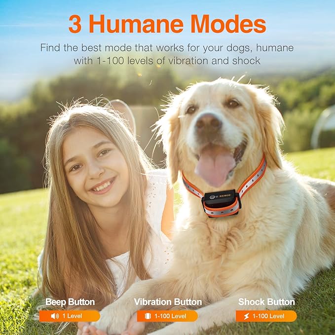 ROJECO Dog Training Collar with 3300FT Remote,IPX7 Waterproof Rechargeable Shock Collar for Large Medium Small Dogs,3 Safe Training Modes with Beep,Vibration and Shock,Adjustable Electronic Dog Collar