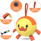 QDAN Dog Toys Soccer Ball with Straps, Interactive Dogs Toys for Tug of War, Puppy Birthday Gifts, Dogs Tug Toy, Dog Water Toy, Durable Dog Balls for Medium & Large Dog - Duck（8 Inch）